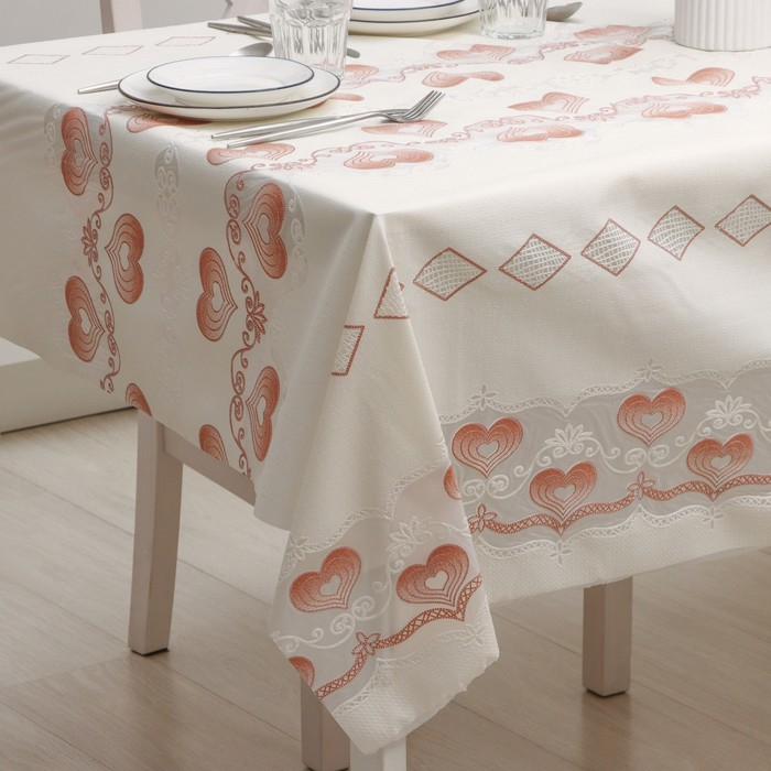 Клеёнка на стол &laquo;Роман&raquo;, ширина 137 см, рулон 20 метров, цвет бежевый