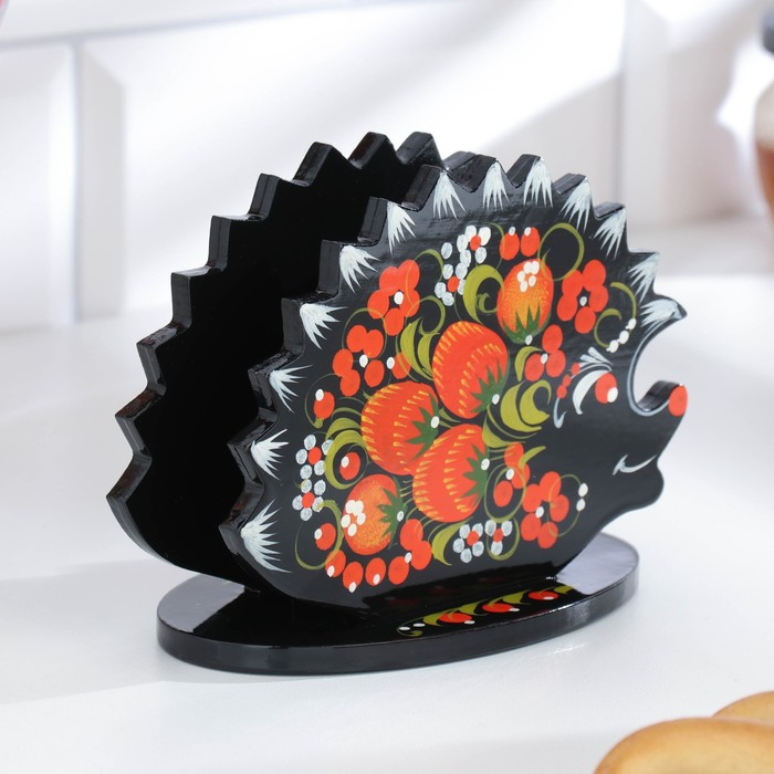 Салфетница &laquo;Ежик&raquo;, 13х10 см, хохлома