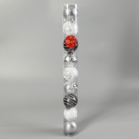 Набор шаров пластик d-6 см, 9 шт "Мелодия" орбита узор элит серебро, микс