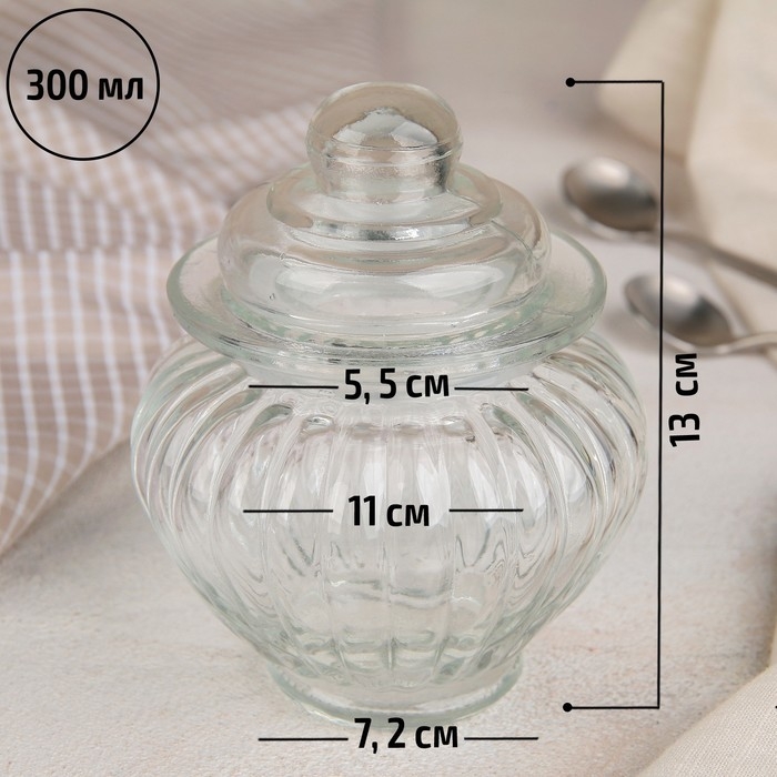Банка стеклянная для сыпучих продуктов Доляна &laquo;Галерея&raquo;, 300 мл, 9,5&times;13 см