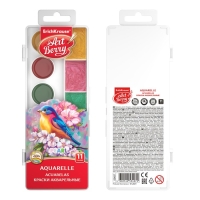 Акварель 11 цветов, ErichKrause ArtBerry Pearl, перламутровая, с УФ-защитой, с увеличенными кюветами XXL, без кисти, пластик, европодвес