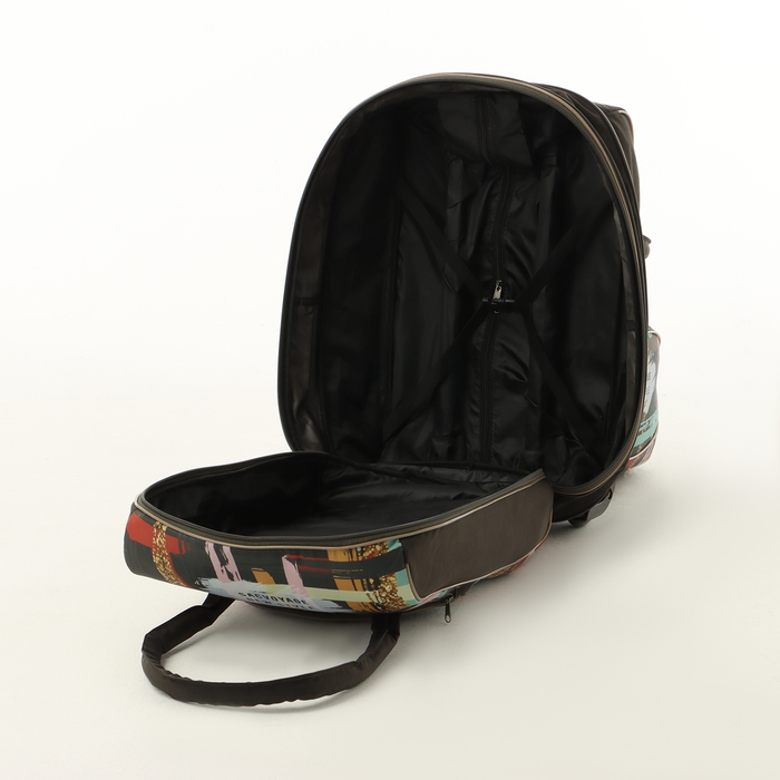 Чемодан малый с сумкой "Краски", отдел на молнии, наружный карман, цвет серый