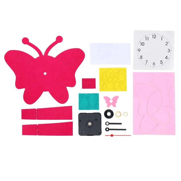 Часы настольные DIY Часы настольные DIY "Бабочка из фетра" детские, набор для творчества, 23 х 21 см, АА
