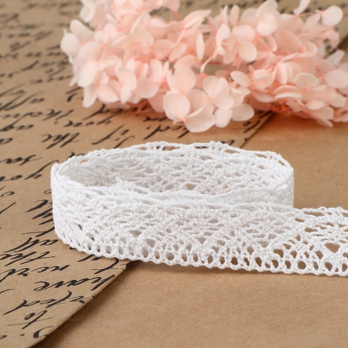 Кружево вязаное, 20 мм &times; 10 &plusmn; 1 м, цвет белый