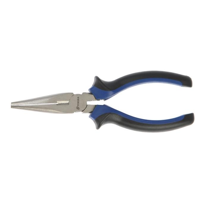 Длинногубцы ТУНДРА, CrV, никелированные, двухкомпонентные рукоятки, 160 мм