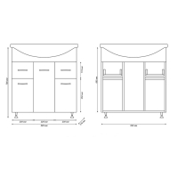 Комплект мебели для ванной: Тумба "Люси 75" + раковина "Элеганс 75", 75 х 86,5 х 45 см