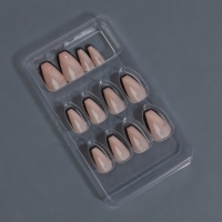 Накладные ногти &laquo;Franch&raquo;, 12 шт, с клеевыми пластинами, форма балерина, бежевые, чёрные