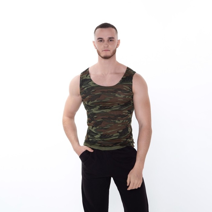 Майка мужская, цвет хаки/камуфляж, размер 48 Майка мужская, цвет хаки/камуфляж, размер 48