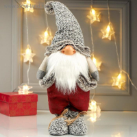 Кукла интерьерная "Дедушка в бордовых штанах и серой куртке" 42х12х17 см