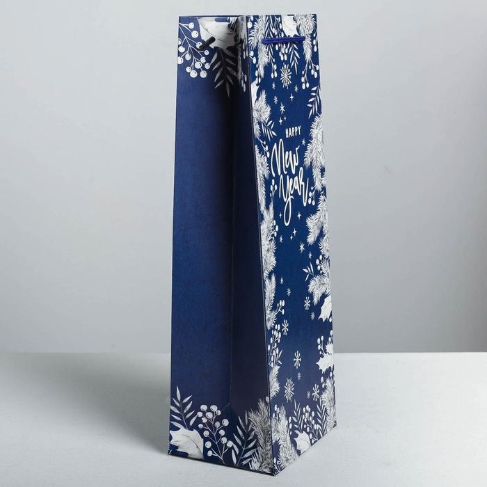 Пакет под бутылку крафтовый &laquo;Happy New Year!&raquo;, 13 х 36 х 10 см, Новый год