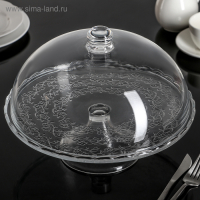 Подставка стеклянная для торта на ножке с крышкой-клош Magistro «Цветочки», 29×23 см Подставка стеклянная для торта на ножке с крышкой-клош Magistro «Цветочки», 29×23 см