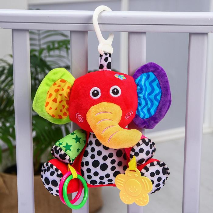 Подвеска мягкая «Слоник Бибо», погремушка, прорезыватель, на кроватку, коляску, Крошка Я Подвеска мягкая «Слоник Бибо», погремушка, прорезыватель, на кроватку, коляску, Крошка Я