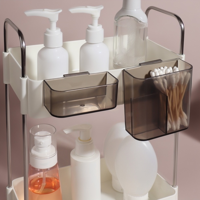 Органайзер для хранения, двухуровневый, 4 секции, 29 × 21 × 12 см, цвет белый/чёрный Органайзер для хранения, двухуровневый, 4 секции, 29 × 21 × 12 см, цвет белый/чёрный