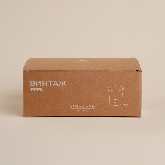 Набор стаканов стеклянный SL Home &laquo;Винтаж&raquo;, 260 мл, 8,2&times;8,5 см, цвет прозрачный