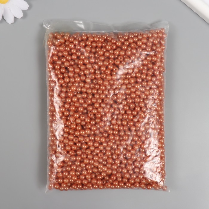 Набор бусин "Жемчуг" d 6 мм, 250 гр, темно-бежевый