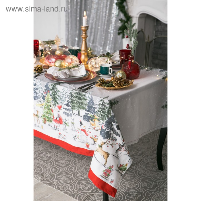 Скатерть "Этель" Праздник в лесу 147х180 см с ГМВО,100% хл,саржа 190гр/м2