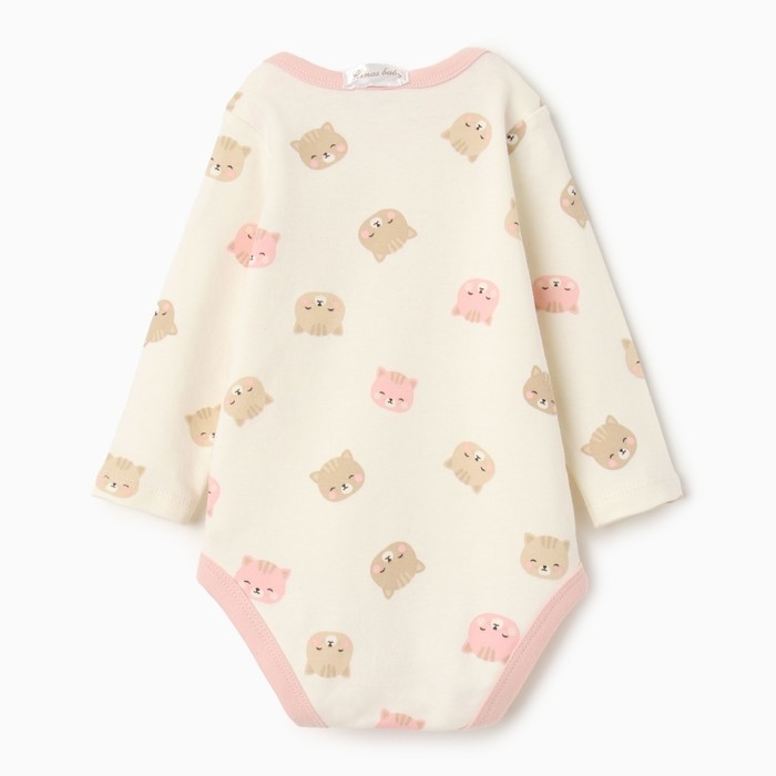 Боди с длинным рукавом, цвет белый, рост 68 (3-6 мес)