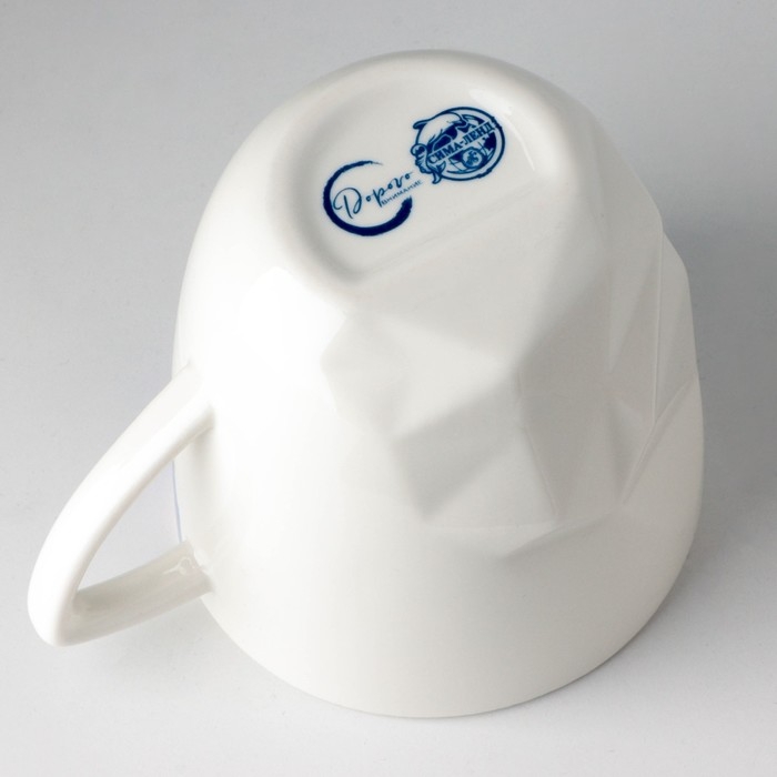 Кружка керамическая &laquo;Мрамор&raquo;, бело-синяя, 350 мл, цвет белый