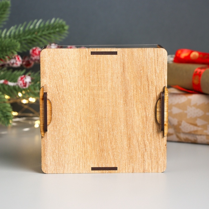 Новогодняя копилка с акрилом "Змея. С Новым годом" 12х12х4 см