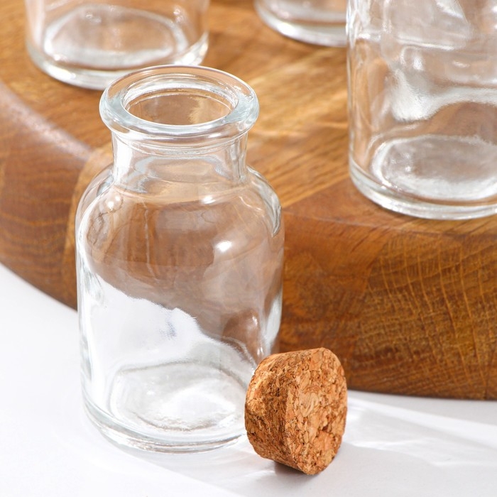 Набор баночек стеклянных для специй с пробковой крышкой Доляна &laquo;Парфе&raquo;, 70 мл, 4,5&times;8 см, 12 шт