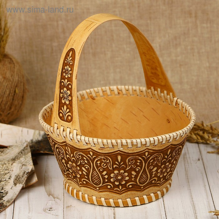 Конфетница «Корзинка узорная», 17×20 см, береста Конфетница «Корзинка узорная», 17×20 см, береста