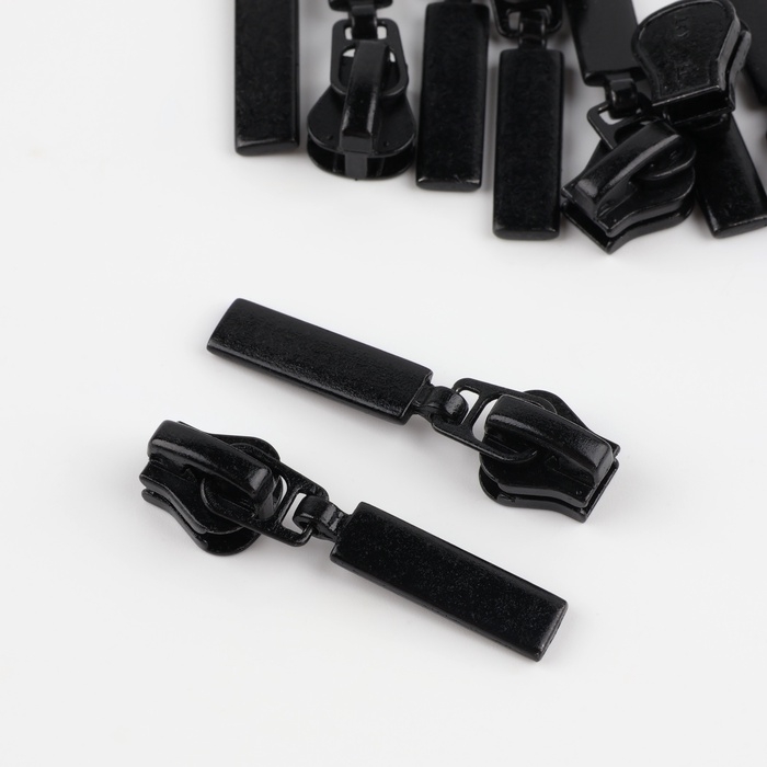 Бегунок автоматический для молнии &laquo;Трактор&raquo;, №5, 10 шт, цвет чёрный