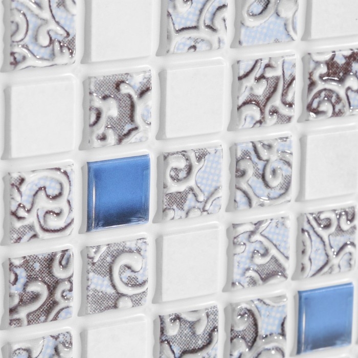 Панель ПВХ Мозаика КОЛЛАЖ ГОЛУБОЙ 480 х 960 мм