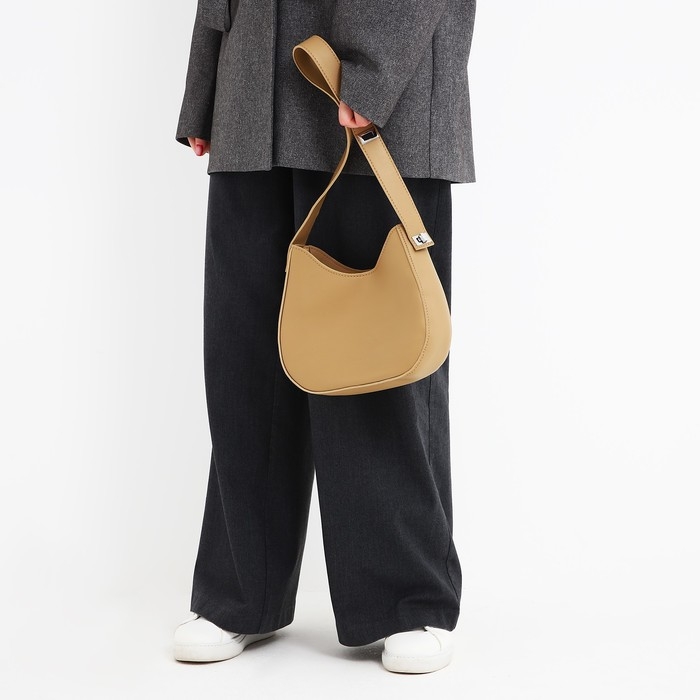 Сумка женская на одно плечо, на молнии, цвет бежевый