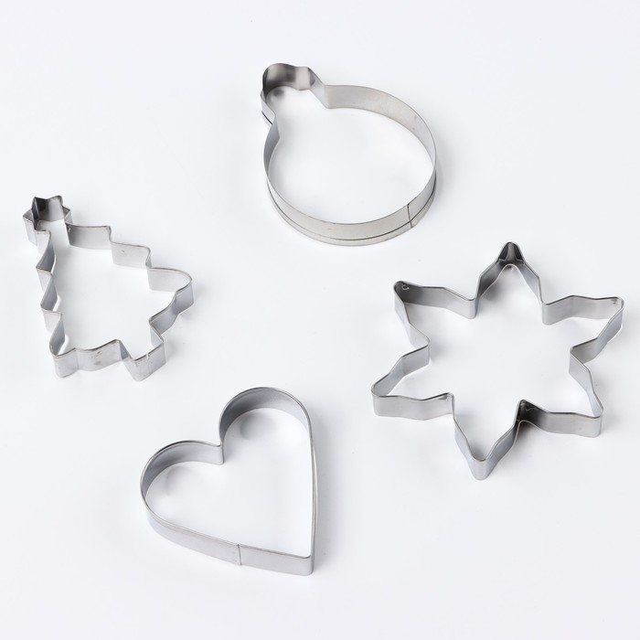 Новый год. Набор форм для печенья &laquo;Волшебные петельки&raquo;, металл, 4 шт