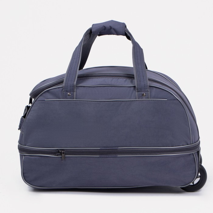 Сумка дорожная на колёсах, отдел на молнии с увеличением, наружный карман, цвет серый