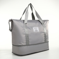 Сумка спортивная на молнии, с увеличением, наружный карман, цвет серый Сумка спортивная на молнии, с увеличением, наружный карман, цвет серый