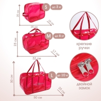 Набор сумок в роддом, 3 шт., цвет прозрачный/красный, M&B Набор сумок в роддом, 3 шт., цвет прозрачный/красный, M&B