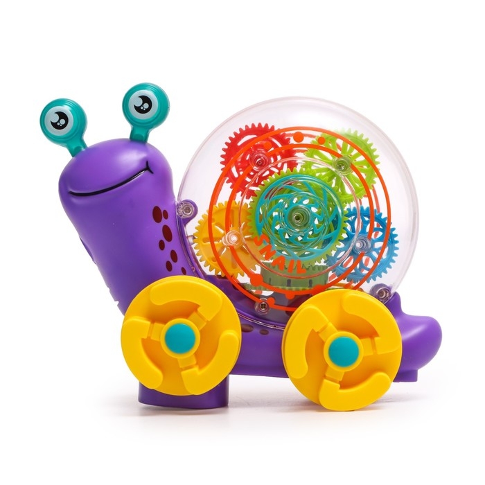 Улитка &laquo;Шестерёнки&raquo;, свет и звук, работает от батареек, цвет МИКС