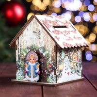 Новогодний домик-копилка "Домик", 10х10х11 см, микс Новогодний домик-копилка "Домик", 10х10х11 см, микс