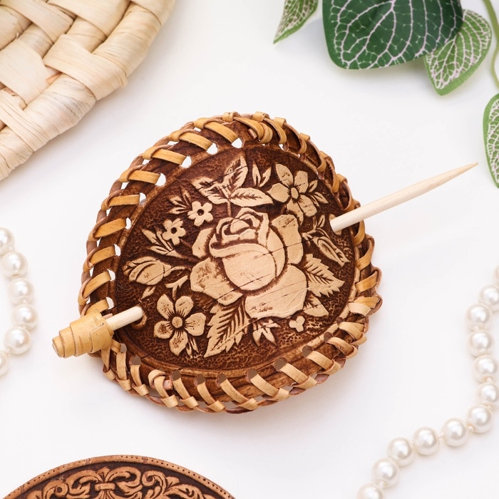 Заколка &laquo;Розы&raquo;, береста