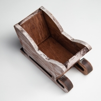 Новый год. Кашпо деревянное 20&times;12&times;13 см "Санки", состаренный Дарим Красиво