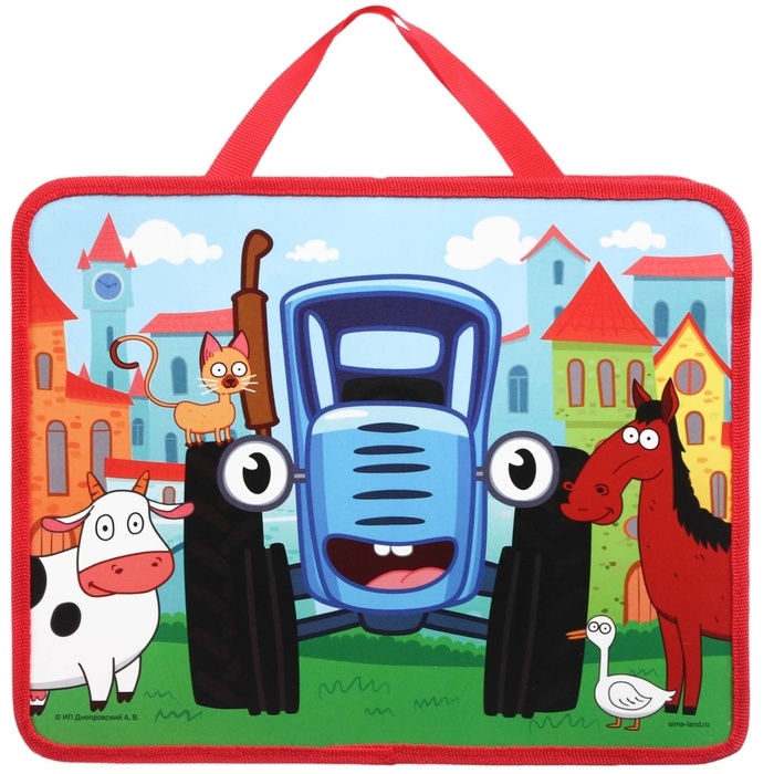 Папка пластиковая с ручками А4, на молнии, 75х330х260 мм, Синий трактор Папка пластиковая с ручками А4, на молнии, 75х330х260 мм, Синий трактор