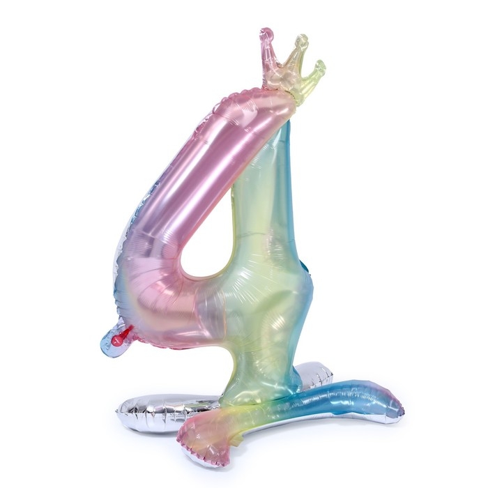 Шар фольгированный 32 Шар фольгированный 32" «Цифра 4 с короной», градиент, на подставке