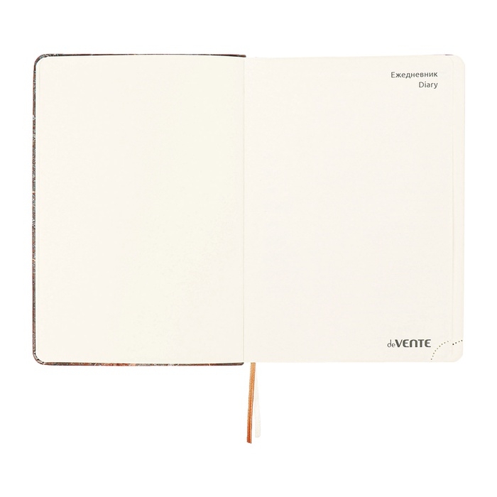Ежедневник недатированный A5 136 листов, кожзам deVENTE. Marble, твердая обложка с поролоном, перфорация, ляссе, блок 70, коричневый