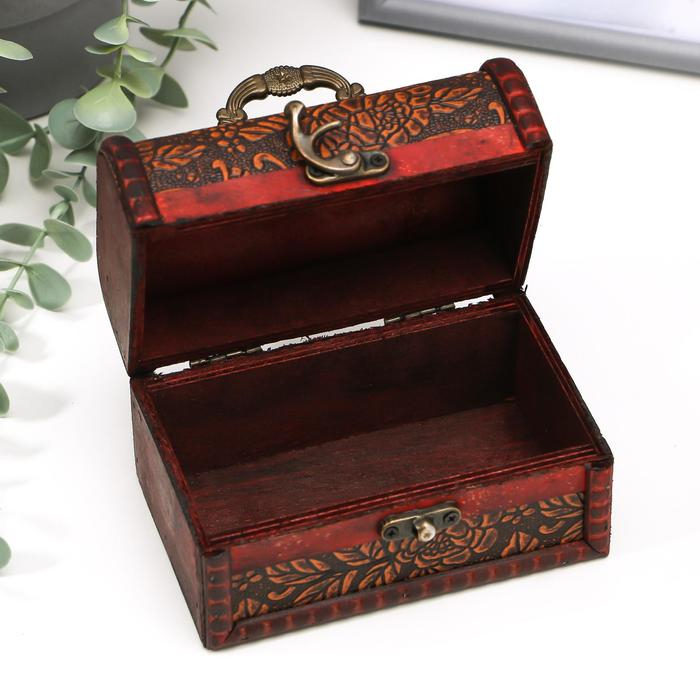 Шкатулка дерево сундучок с ручкой Шкатулка дерево сундучок с ручкой "Пышная роза" 9,4х13,8х9,7 см