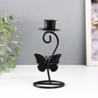 Подсвечник металл на 1 свечу "Бабочка с завитком" d=2 см чёрный 7х7х14 см Подсвечник металл на 1 свечу "Бабочка с завитком" d=2 см чёрный 7х7х14 см