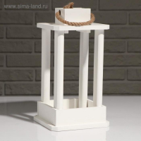 Кашпо деревянное "Фонарь", ручка верёвка, белый, 16&times;16&times;30 см