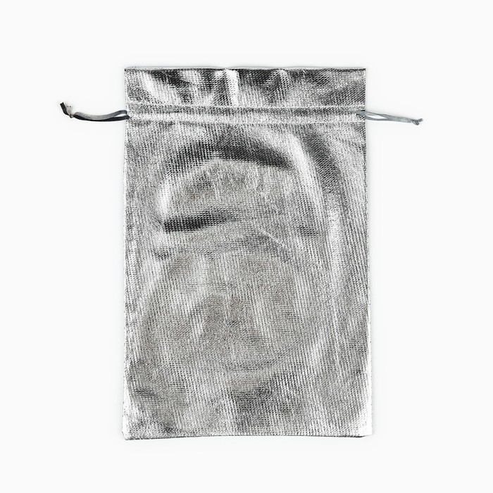 Мешочек подарочный парча &laquo;Северная почта&raquo;, серебро, 20 х 30 см , Новый год