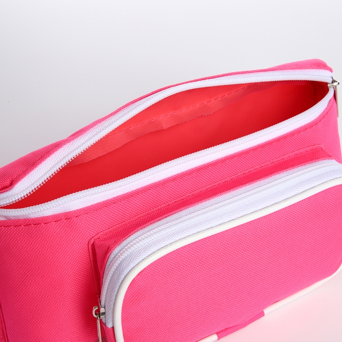 Поясная сумка на молнии, наружный карман, цвет розовый