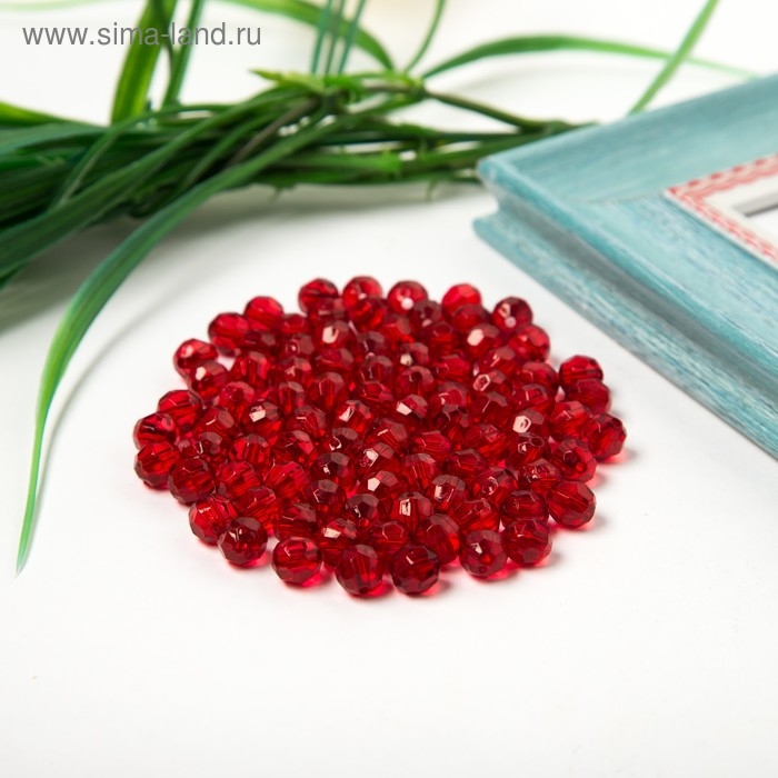 Бусины акрил Бусины акрил "Круглые" 8 мм, 25 гр. тёмно- красный