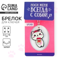 Брелок для ключей акриловый &laquo;Котик&raquo;, 3,5 х 10 см