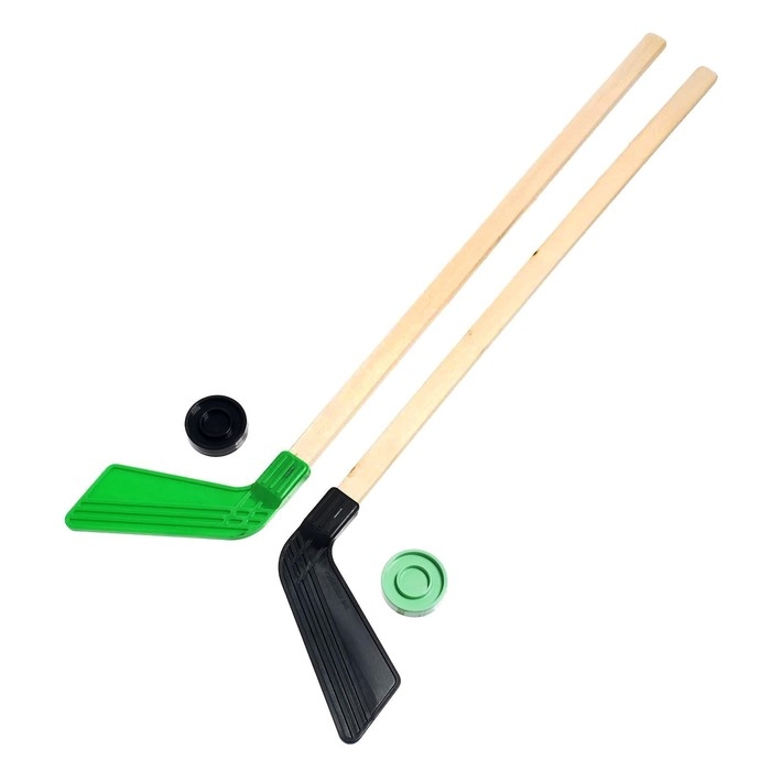 Детский хоккейный набор, 2 шайбы, 2 клюшки 80 см, МИКС Детский хоккейный набор, 2 шайбы, 2 клюшки 80 см, МИКС