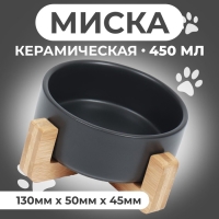 Миска керамическая на подставке 450 мл 13 х 5 см, чёрная Миска керамическая на подставке 450 мл 13 х 5 см, чёрная