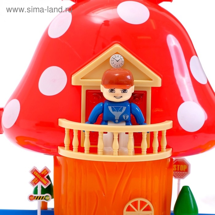 Железная дорога «Грибной домик», световые и звуковые эффекты, работает от батареек Железная дорога «Грибной домик», световые и звуковые эффекты, работает от батареек