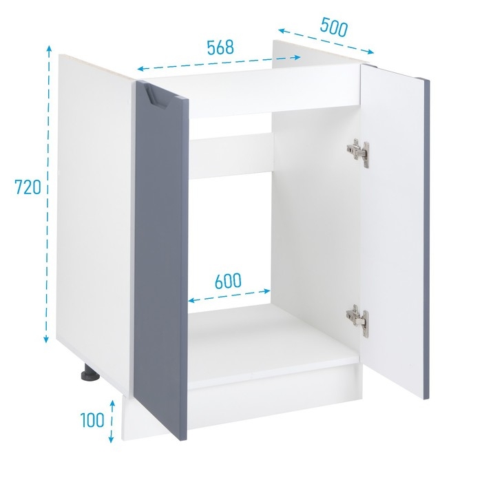 Шкаф напольный 600 под мойку Хельга, 600х500х824, Белый/Маренго софт МДФ